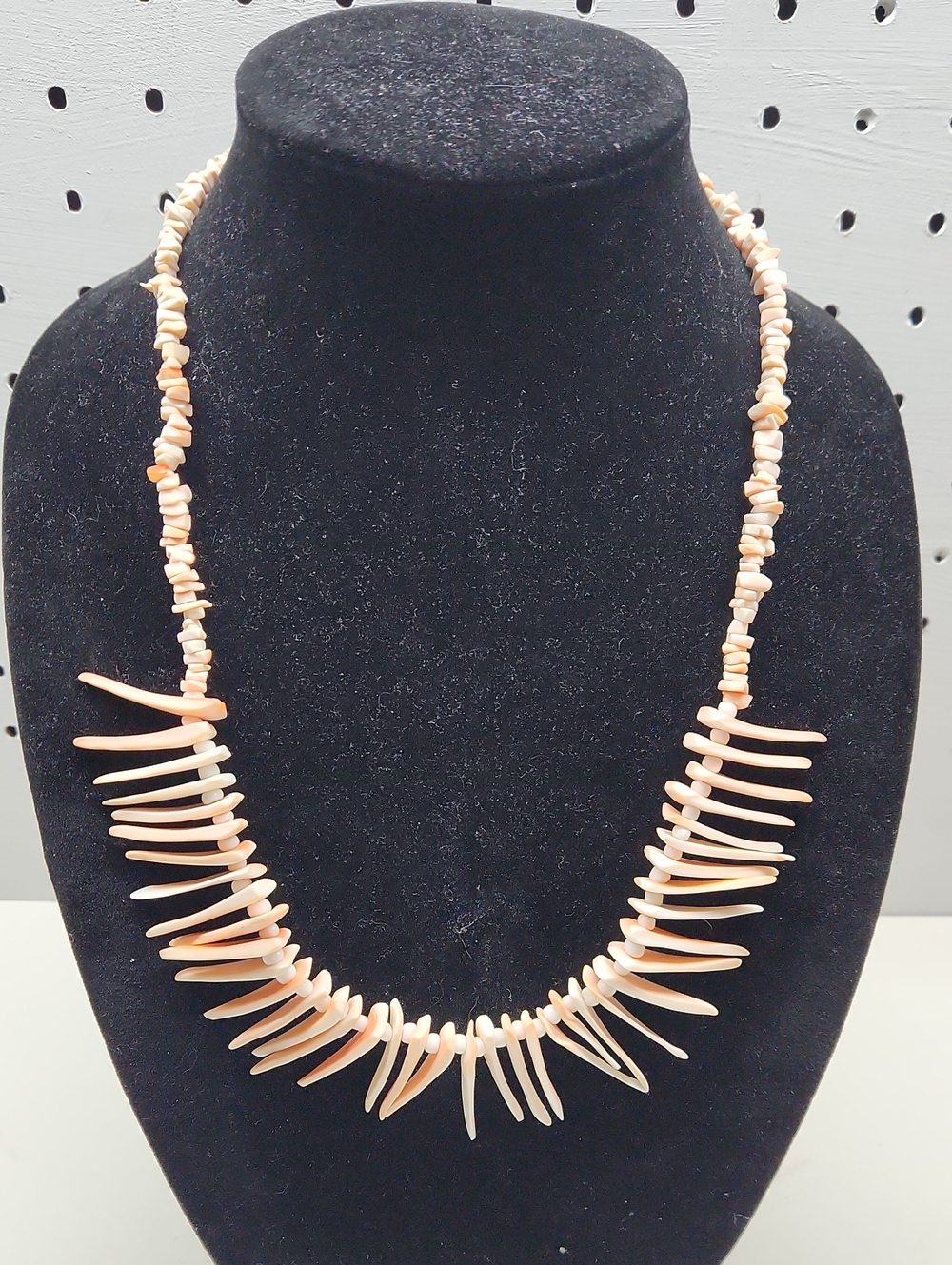 Light Pink and White Shell Spike Necklace